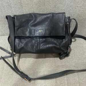 Aimee Kestenberg Black Leather Messenger Bag